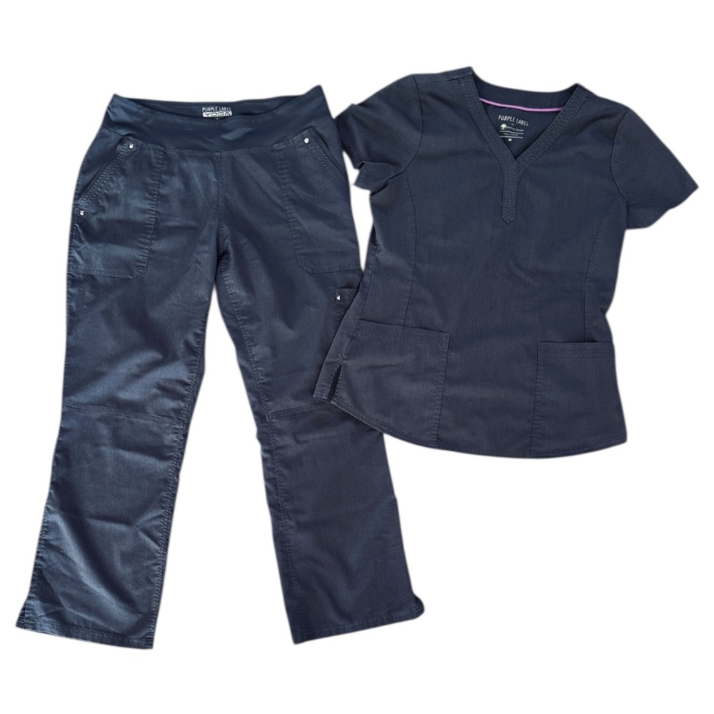 Healing Hands Women's Tori Yoga Pants, Jane Y Neck Shirt Set Charcoal Gray Med P